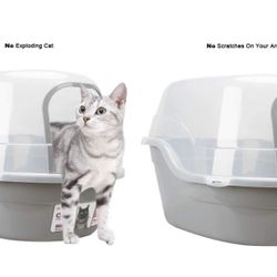 Hooded Cat Litter Box with Removable Clear Top Cover 