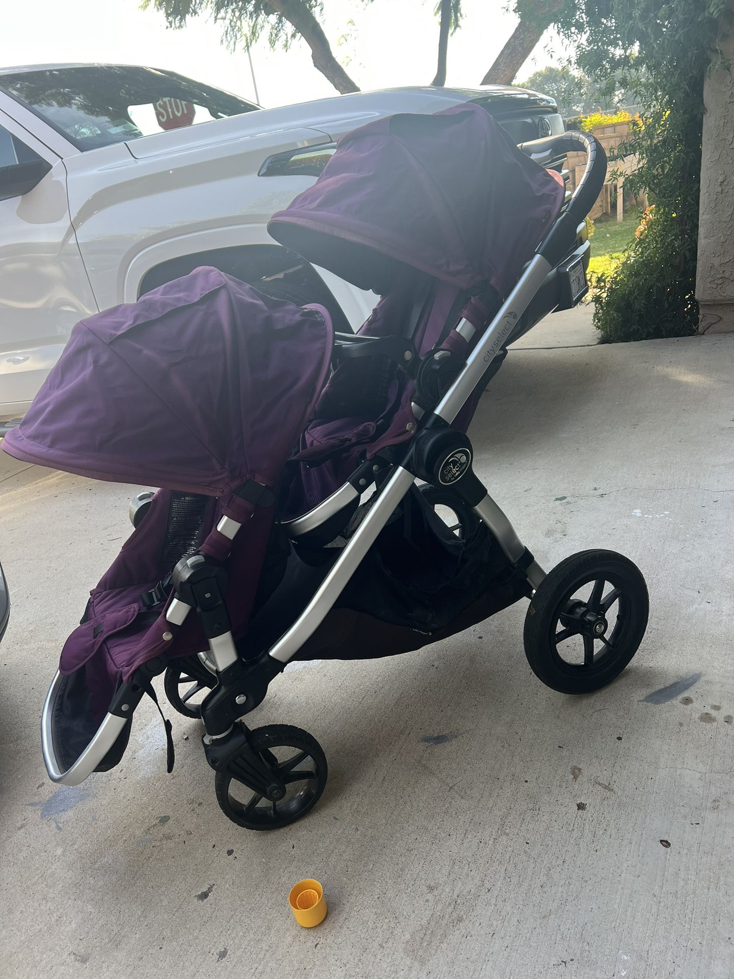 Baby Jogger City Select Double Stroller  with 16 Ways to Ride, Included Second Seat, Quick Fold Stroller Amethyst 