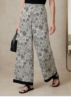Rodier Paris France Palazzo Pants size S Floral wide legs casual party summer