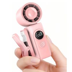 Rechargeable Handheld Mini Clip-On Portable Fan - Pink