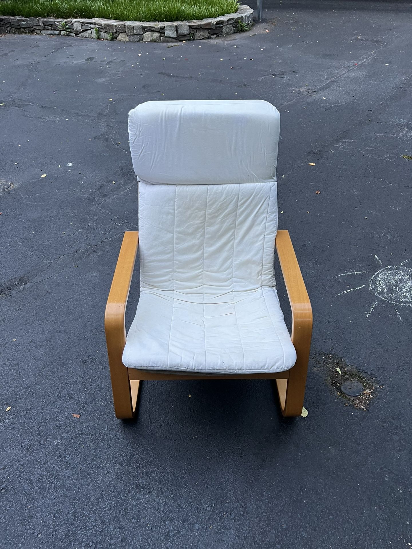 Brown Wood Chair With White Cushion
