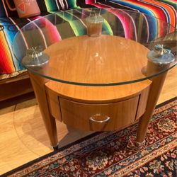 European Glass Top Side Table With A Drawer, From Dania Furniture 
