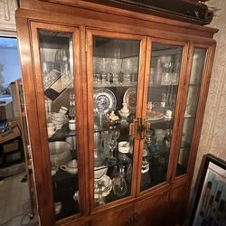 Wood China Cabinet with Glass Doors
