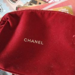CHANEL, Bags, Auth Chanel Parfums Red Makeup Bag Travel Bag
