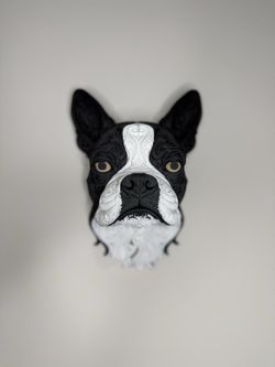 Boston Terrier Wall-Head | 3D Printed Wall Decor