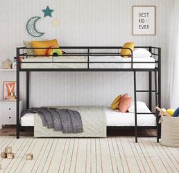 Twin-over-Twin Low Profile Junior B unk B ed, Black