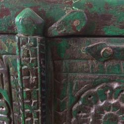 Unique Carved Green Antique Mirror