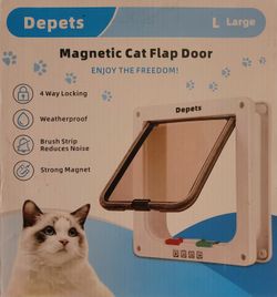Depets Large Cat Door 4 Way Locking Cat Flap Door for Interior Exterior Doors