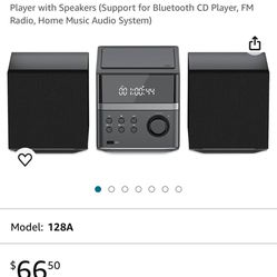 Stereo System for Home，2 x 15-W high Fidelity Stereo CD Player with Speakers (Support for Bluetooth CD Player, FM Radio, Home Music Audio System)