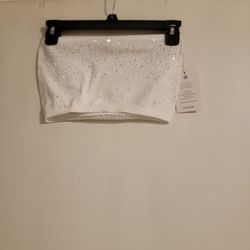 Bling White Bandeau Top New