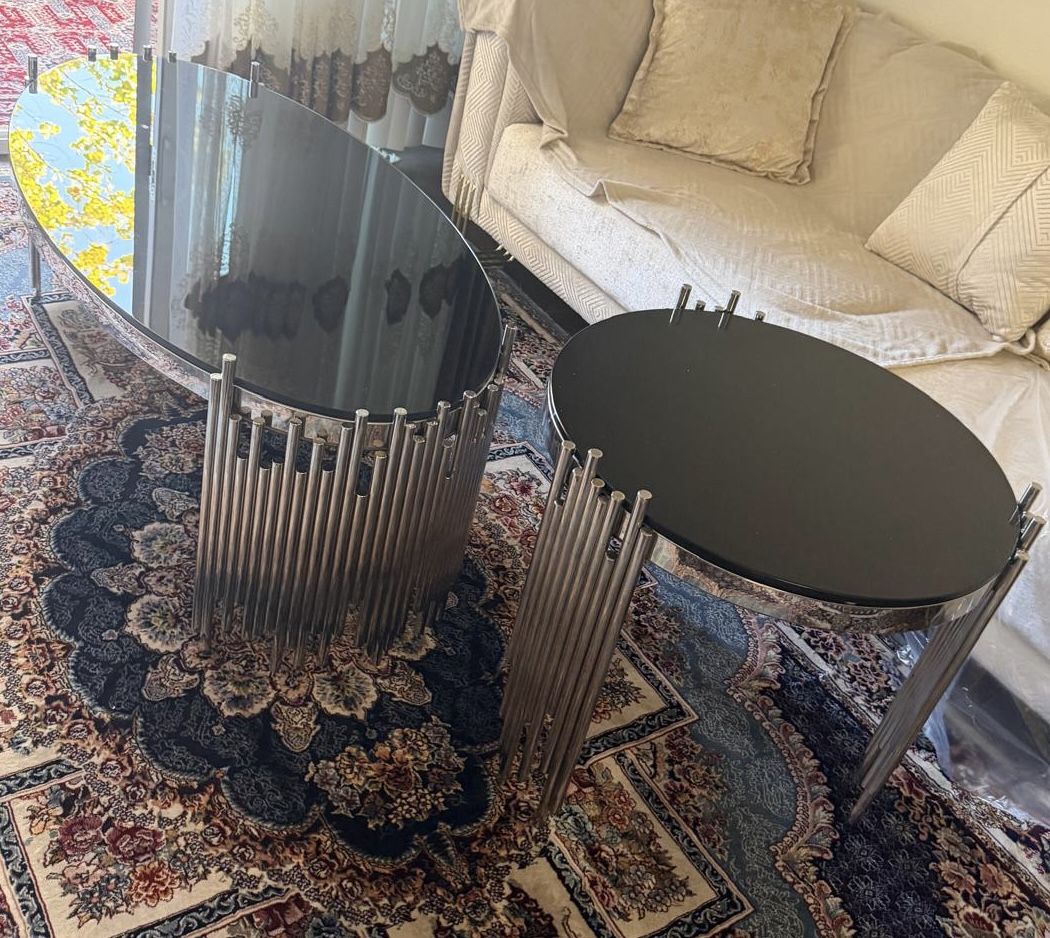 Coffee Table And End Table (glass And Metal)