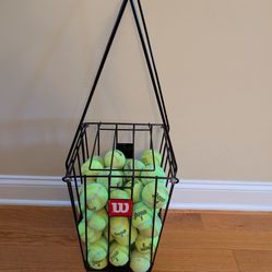 Tennis Ball Hopper Basket with 60 Balls