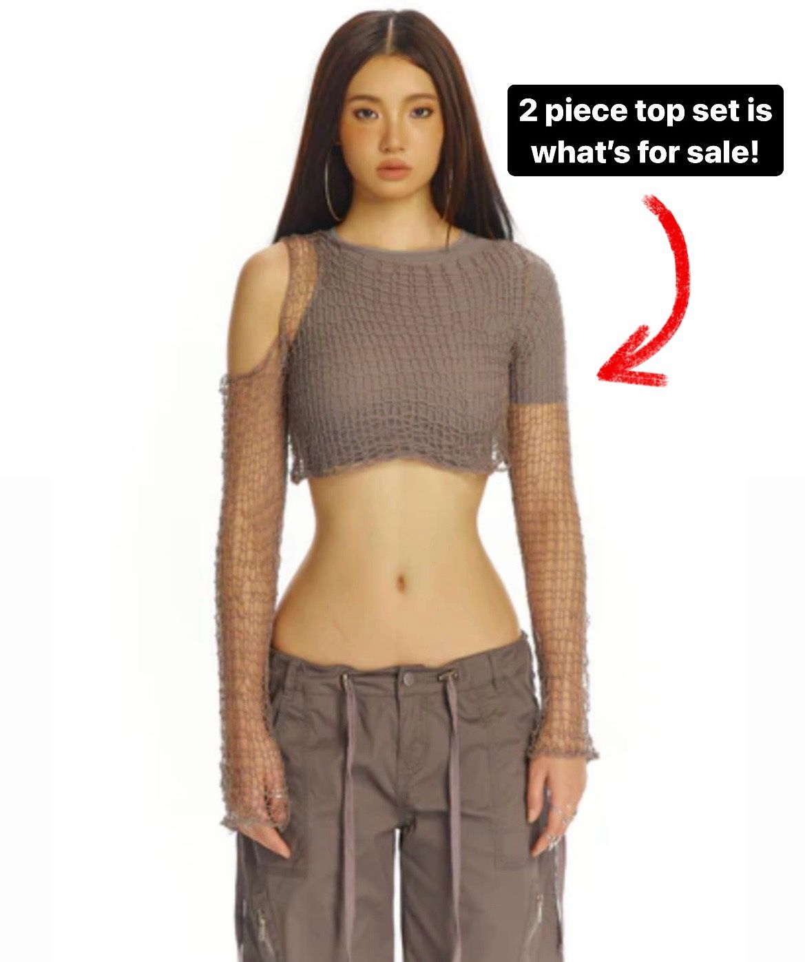 The Kript Harlow 2 Piece Set Grey Gray Knitted Stretchy Crop Top