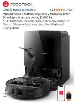 roborock Saros Z70 Robot Aspirador y trapeador, brazo OmniGrip, alimentado por IA, 22,000 Pa 3.14" Ultra Slim, FlexiArm Riser Technology, AdaptiLift C