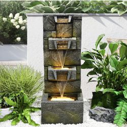 Outdoor Fountains Waterfalls with Led Lights and Pump Water Fountain Outdoor Indoor