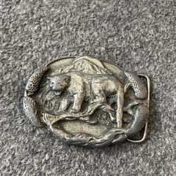 Vintage Mt Lion Belt Buckle-Pewter