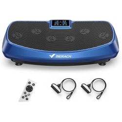 MERACH Vibration Plate Exercise Machine, 3D & 4D Vibration Plate with 2 Tension Ropes LED Display, Whole Body Vibration Platform for Women Men, Exerci