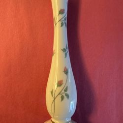 Lenox Rose Manor Floral Bud Vase 7.38” Gold Trim