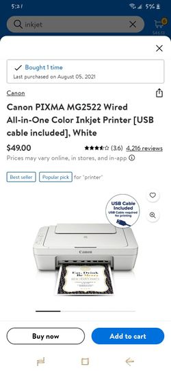 Canon Pixma Mg2522 Wired Printer
