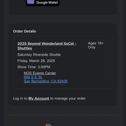 BEYOND WONDERLAND SHUTTLE PASS RIVERSIDE
