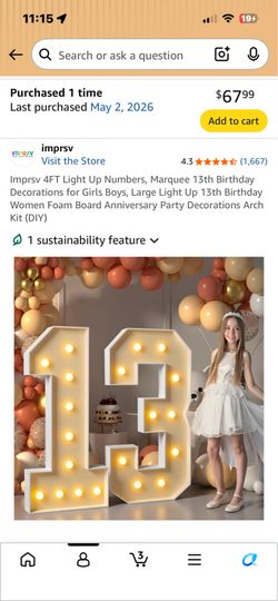 4FT Light Up Number- Marquee 13th Birthday