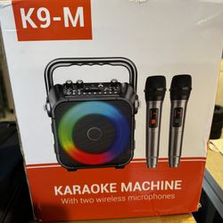 Karaoke Machine, Portable Bluetooth Speaker with 2 Wireless Microphones for Adults & Kids with Lights, Karaoke Microphone with PA System Supports USB/