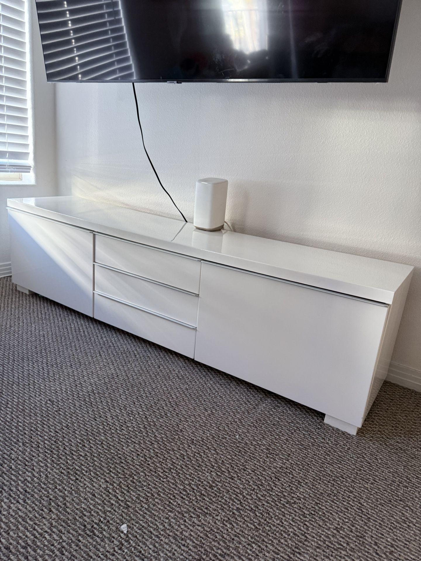 71” Length Modern White High-Gloss TV/Media Console