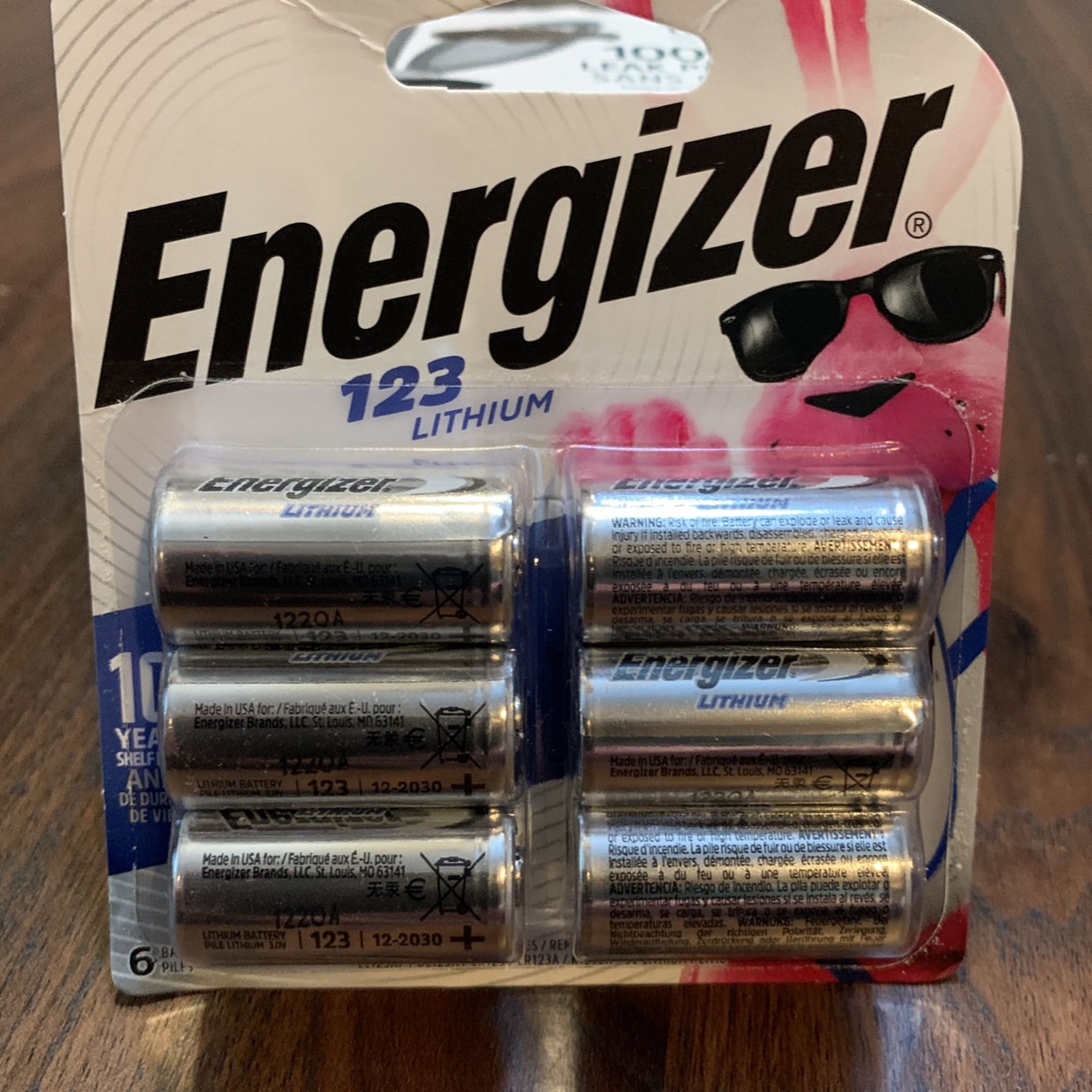 Energizer 123 Lithium (6) pk Batteries (best by 12-2030)