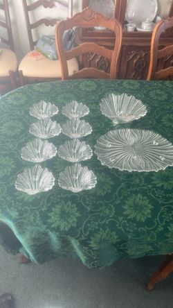 Mikasa Seascape Crystal Fruit/Salad Bowls & Serving Bowl & Platter