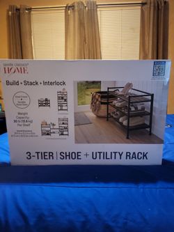 Seville Classics 3-Tier Shoe+Utility Rack