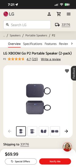 LG XBOOM Go Portable Speaker (2-pack)