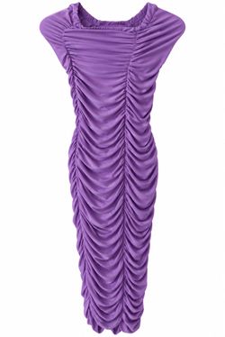 Purple Ruched Bodycon Midi Dress