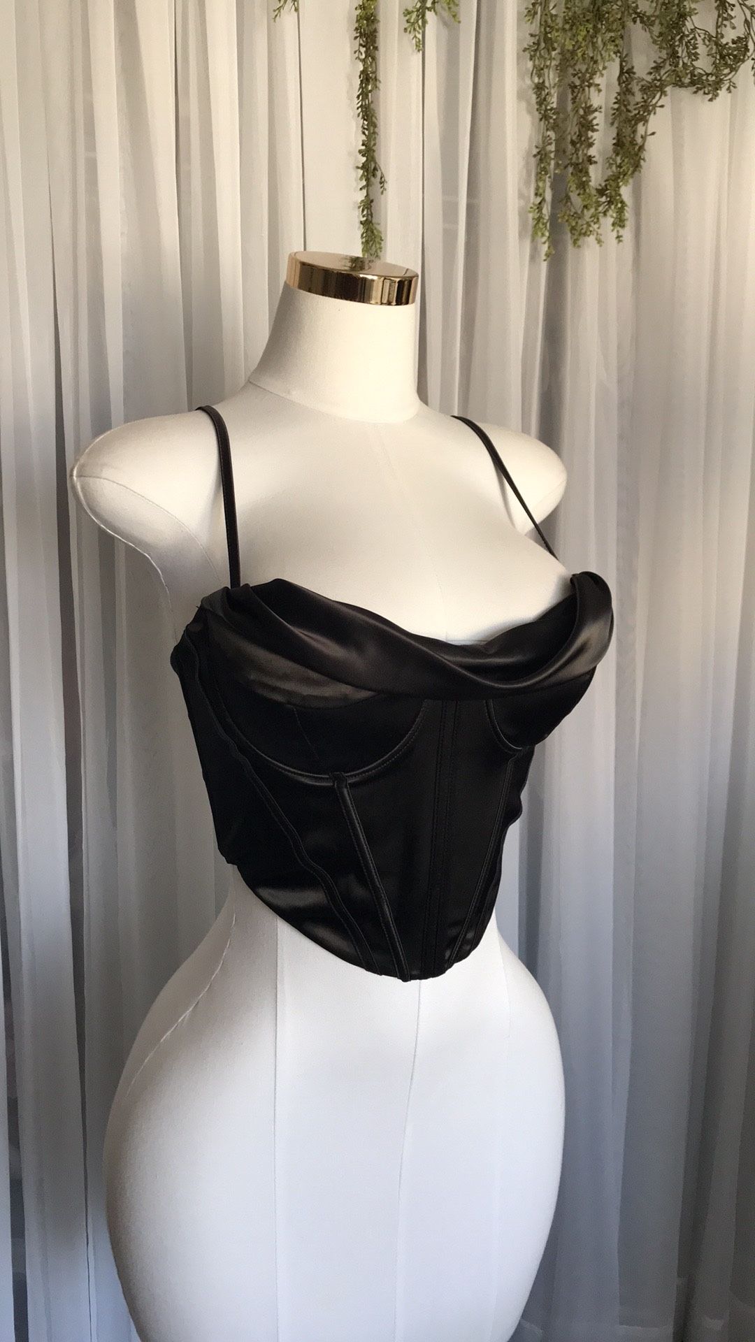Black Satin Corset Top Size L