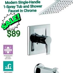 Glacier Bay
Modern Single-Handle 1-Spray Tub and Shower Faucet 1.8 GPM in Chrome (Valve Included)