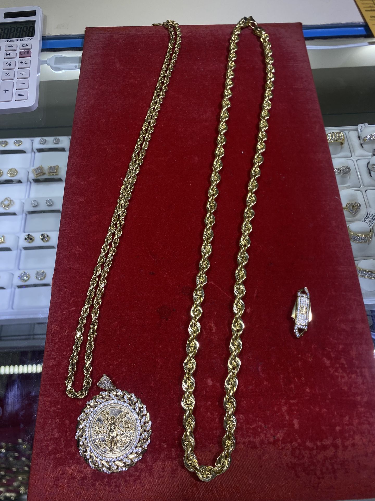 10k 26” Rope Gold Chain With Custom Centernario Pendant