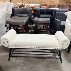 Beige Upholstered Bench