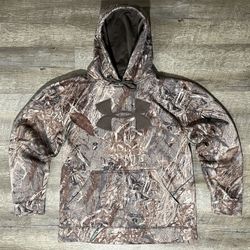 UNDER ARMOUR Mens M ColdGear Mossy Oak Duck Blind Hunter Camo Hoodie Real Tree