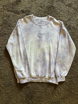 White tie-dye cotton & polyester crewneck