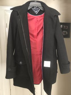 Tommy Hilfiger Black Wool Coat Jacket