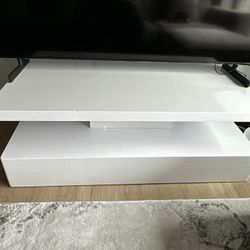 IKIFLY Modern Coffee Table with Drawer, High Glossy Coffee Table for Living Room, Contemporary Rectangle Coffee with 16 Colors LED Lights White