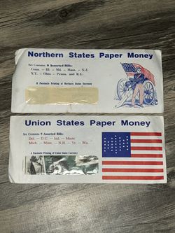 USA / Union States Currency 9  Assorted Bills A Facsimile  Uncirculated Banknote and Vintage Norther