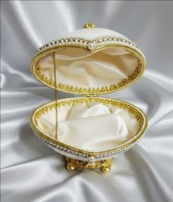 Vintage 1950's Egg Fantasy Original - Musical Collectible Eggshell Trinket Box