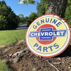 Genuine chevrolet parts sign 3ft in diameter   Would look Awsome in a garage,shed, or barn   Driveway pick up in Kernersville off of union cross road 