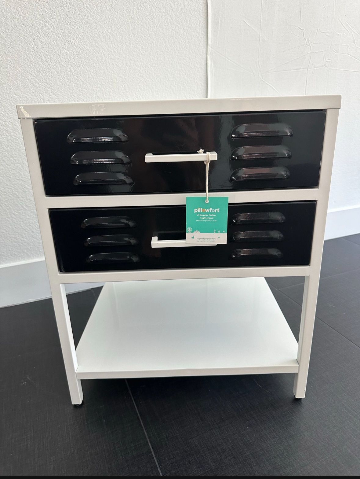 Pillowfort White and Black Steel Locker Kids Nightstand