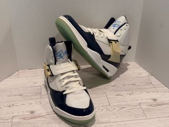 Nike Air Jordan Flight 45 High White Midnight Navy Leather DH0560-100 Size 12