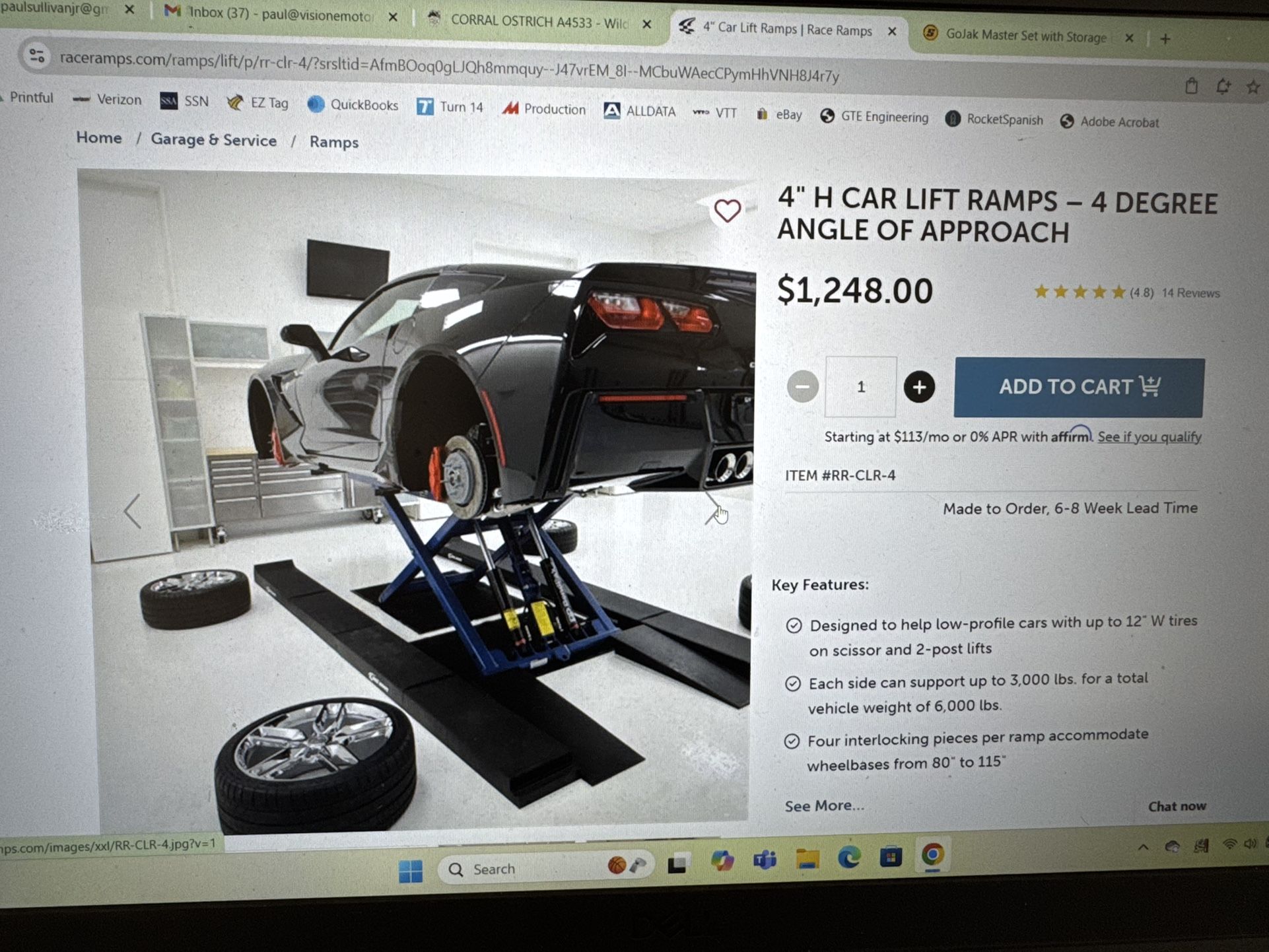 Race Ramps 4” Complete Set For Car And Scissor Lift