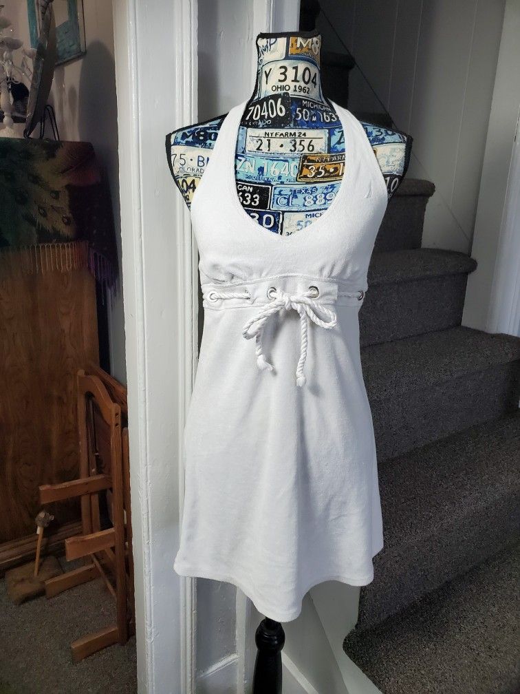 NAUTICA~ WHITE TOWEL HALTER COVERUP DRESS