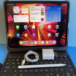 Apple IPad Pro 11” 3rd Generation (2021 Model / M1 chip/ Liquid Retina) 128GB with pen, keyboard & Accesories (Apple warranty till 05/ 2023)