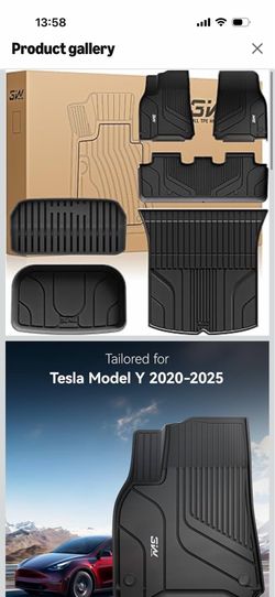 3W Tesla Model Y Floor Mats 2020-2024(Not for Juniper), TPE Floor Liner, Cargo Liner Custom Fit Model Y