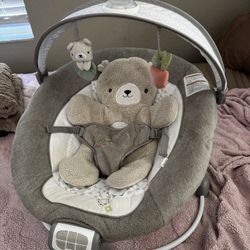 Baby Bouncer Seat With Light Up Bar, Toys, Music, Ambient Noise, And Vibration